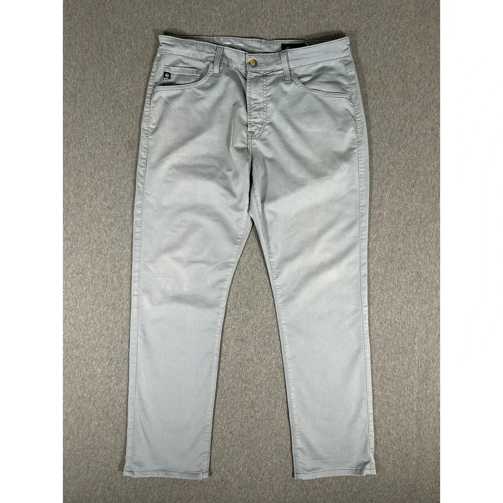 AG Adriano Goldschmied Everett Slim Straight Pants Mens 32x32 Gray Chino Italy